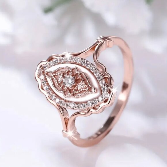 14K Rose Gold Plated Bohemian Style Accent Ring Size 7 - Picture 4 of 4